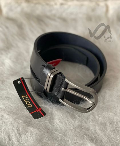 تصویر  کمربند  چرمی مردانه رنگ‌مشکی  سگک ساده