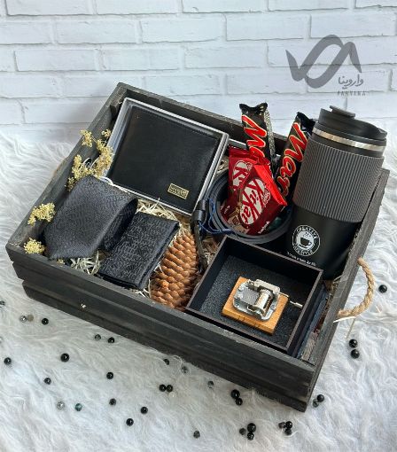 تصویر  باکس هدیه جذاب مردانه تم مشکی