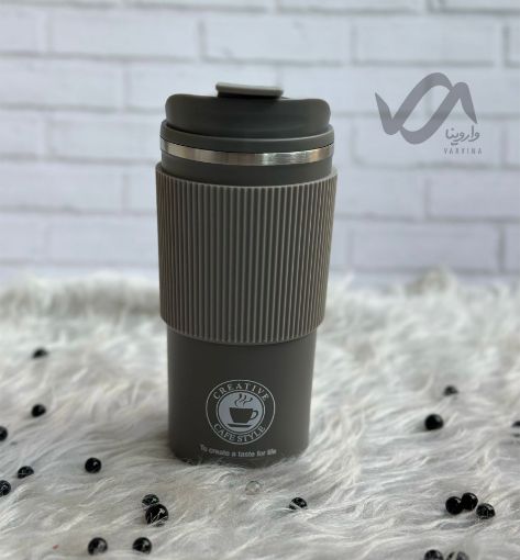 تصویر  تراول ماگ دورسیلیکونی خاکستری
